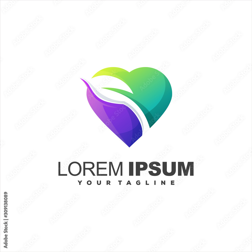 awesome love leaf logo design awesome love leaf logo design