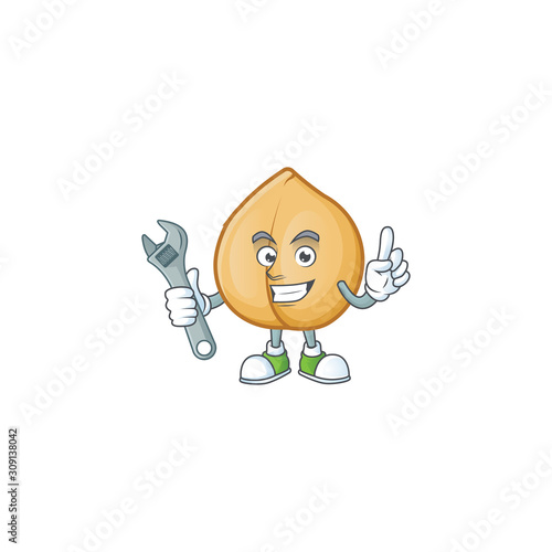Professional Mechanic chickpeas mascot cartoon character style