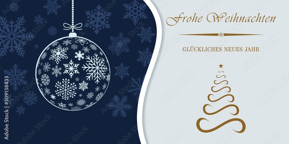Frohe Weihnachten and Glückliches neues Jahr Glückwunschkarte vektor