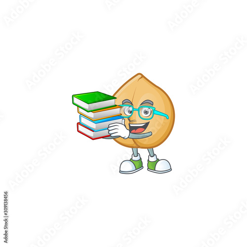 Student with book chickpeas mascot cartoon character style