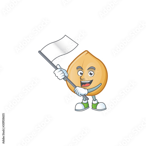 cute flag standing with chickpeas cartoon character style