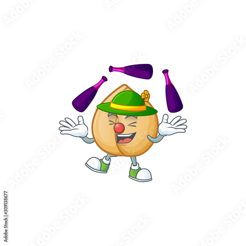 Super cool Juggling chickpeas mascot cartoon style