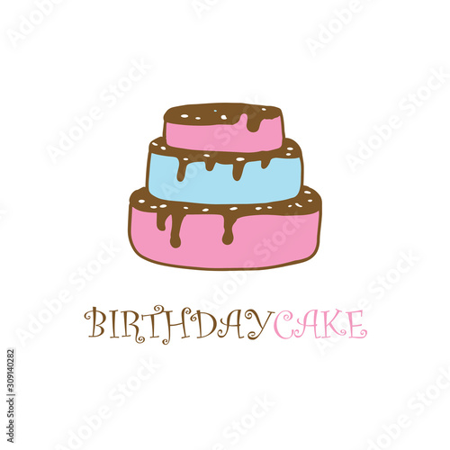 Cake logo template design. Vector illustration.