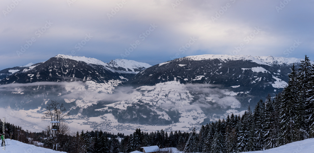 Snowy mountains in austrian alps