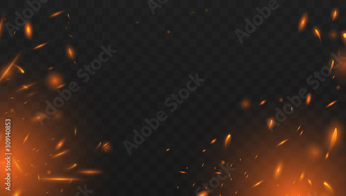 Red Fire sparks vector
