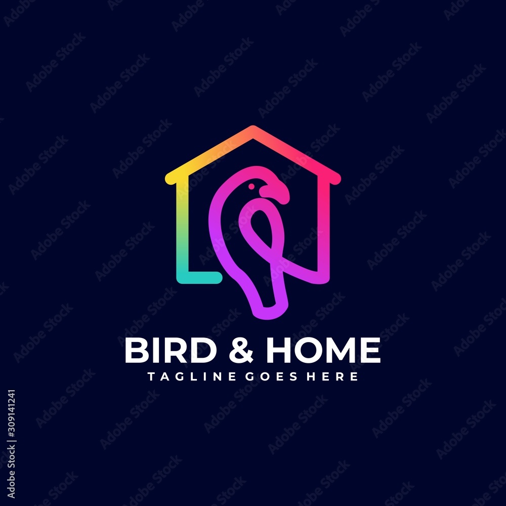 Bird & Home Illustration Vector Template Bird & Home Illustration Vector Template