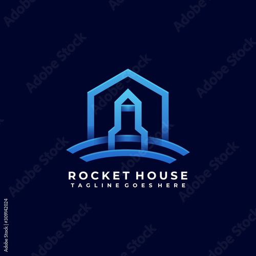 Rocket House Illustration Vector Template
