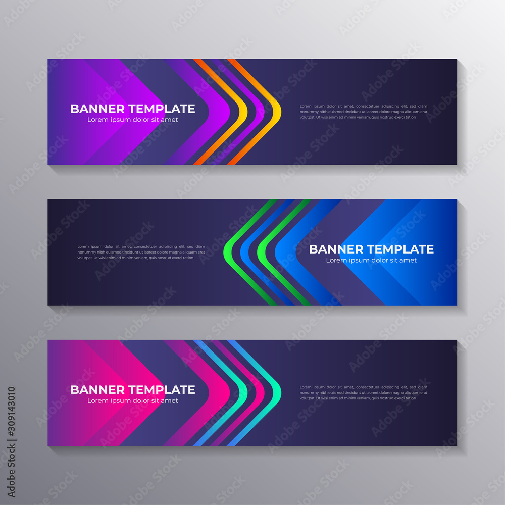 Fototapeta premium Gradient banner template, modern cool geometric shape neon glow, Applicable for web Banner, Header, Footer, Advertising