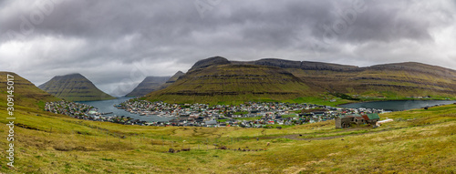 Klaksvik city on Bordoy island panorama, Faroe Islands, Denmark