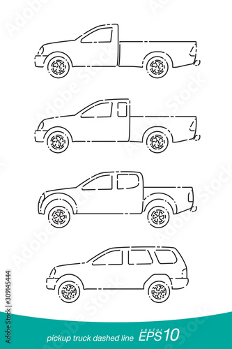 dashed line pickup truck