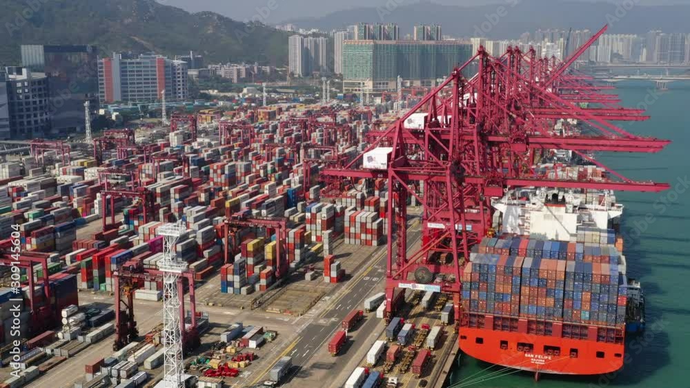  Top view of Hong Kong container port