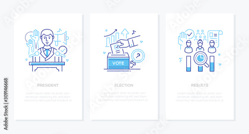 Politics concept - line design style banners set