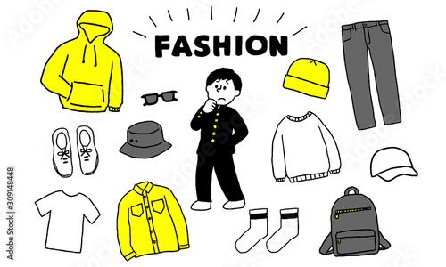 ファッションに悩む学ラン男子セット（シンプル）