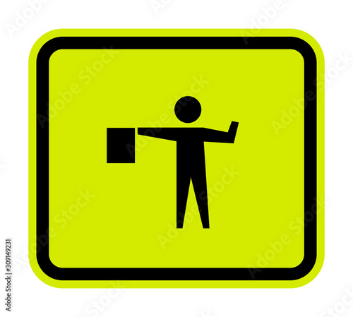 Flagger Ahead Symbol Sign Isolate on White Background,Vector Illustration