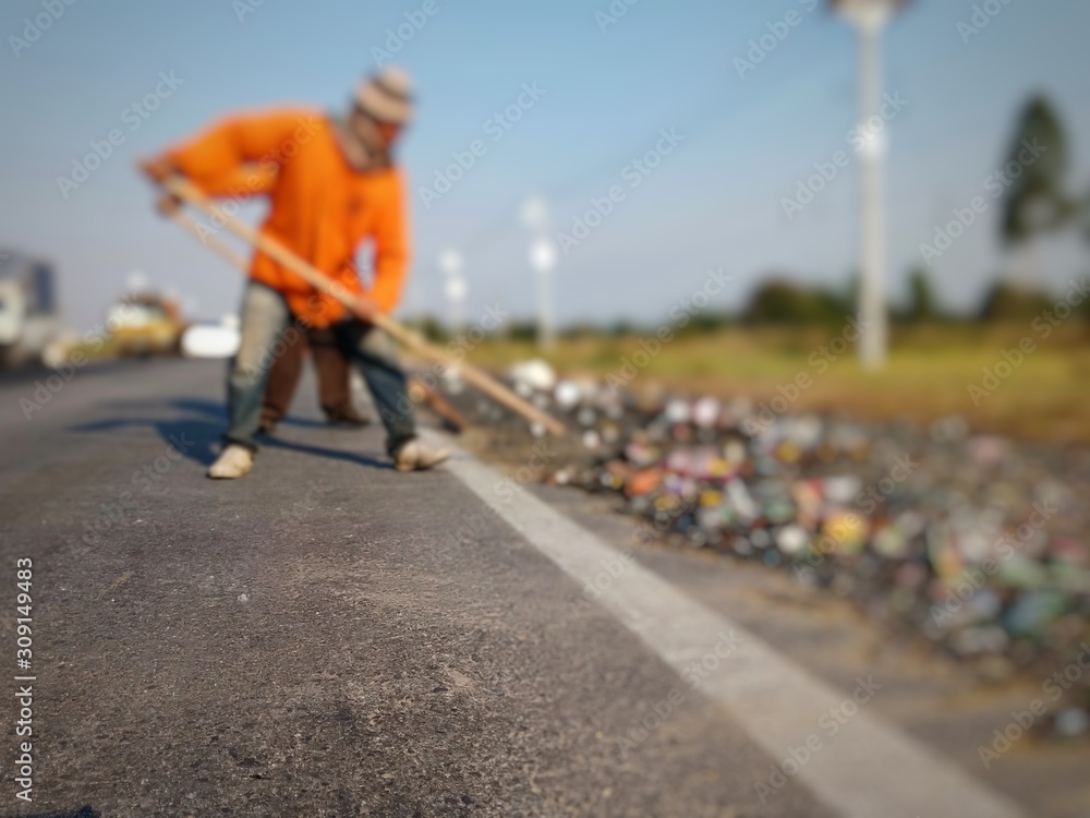 Glass sweeper Out of the road, blurred pictures
