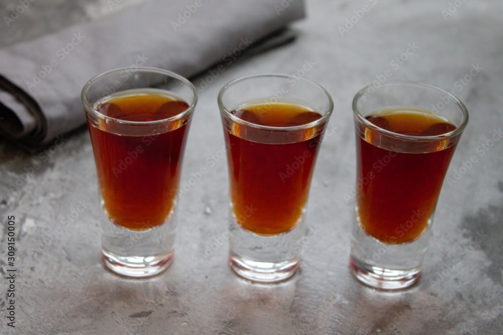 Cognac in glasses. Shots. Alcohol. Bar. The drinks. Whiskey Cognac in glasses. Shots. Alcohol. Bar. The drinks. Whiskey