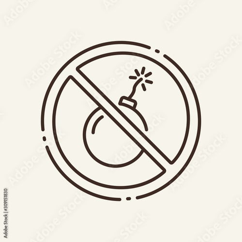 Prohibition of bombs thin line icon