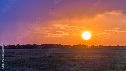 Tableau sur toile Beautiful Sunrise over the field
