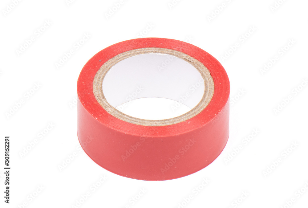 Roll of red insulation tape isolated Roll of red insulation tape isolated