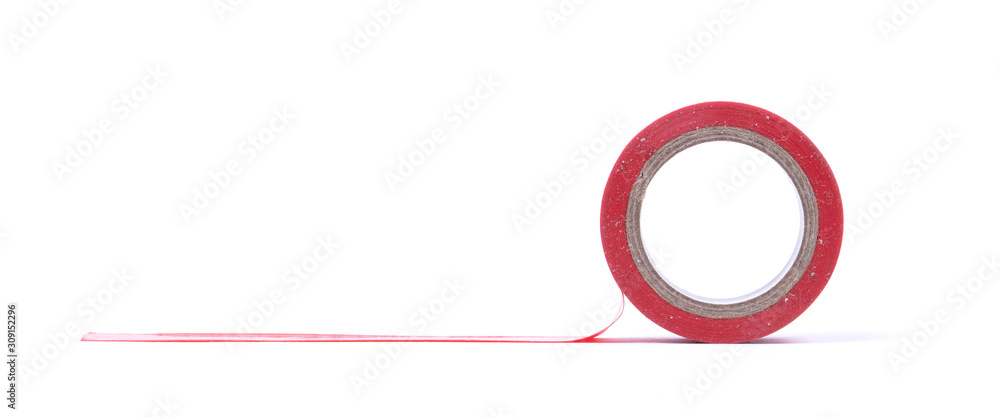 Obraz premium Roll of red insulation tape isolated