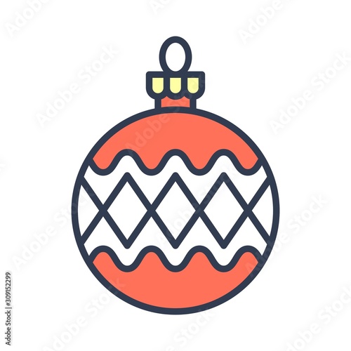 Christmas ornaments, baubles or Christmas ball filled icon