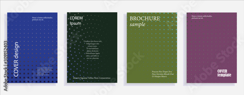 Minimalistic cover design templates. Layout set for covers of books, albums, notebooks, reports, magazines. Star, dot halftone gradient effect, flat modern abstract design Geometric mock-up texture