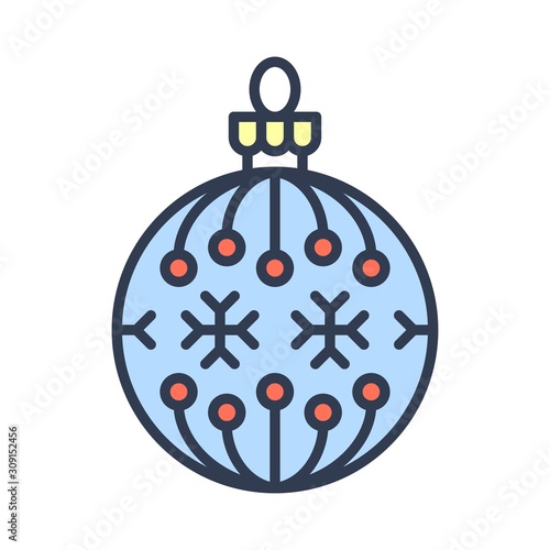 Christmas ornaments, baubles or Christmas ball filled icon