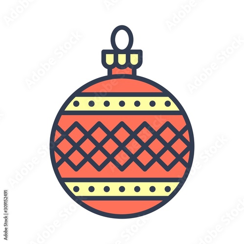 Christmas ornaments, baubles or Christmas ball filled icon