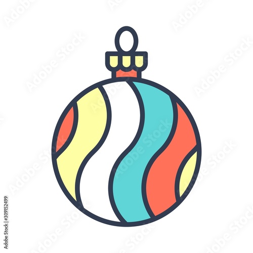 Christmas ornaments, baubles or Christmas ball filled icon
