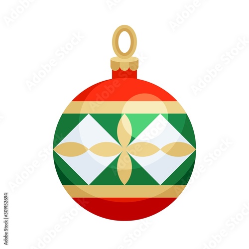 Christmas ornaments, baubles or Christmas ball flat icon