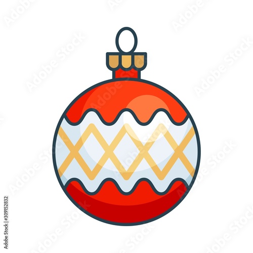 Christmas ornaments, baubles or Christmas ball filled icon