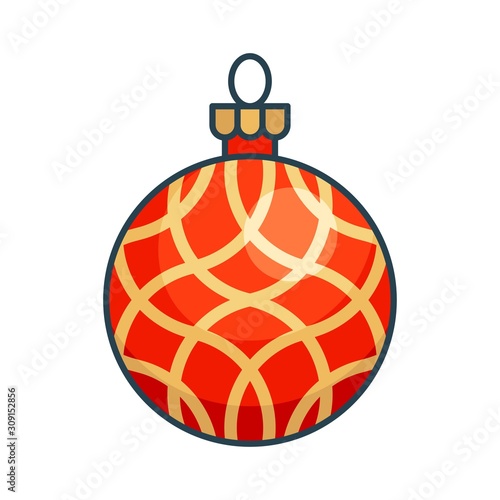Christmas ornaments, baubles or Christmas ball filled icon