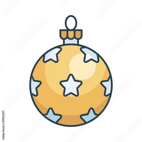 Christmas ornaments, baubles or Christmas ball filled icon