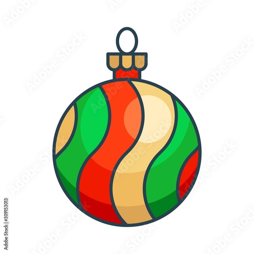 Christmas ornaments, baubles or Christmas ball filled icon