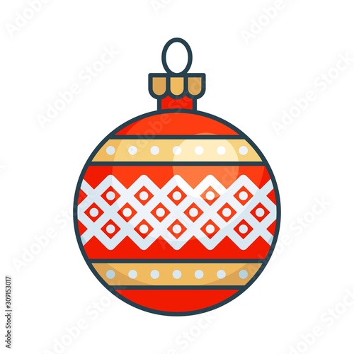 Christmas ornaments, baubles or Christmas ball filled icon