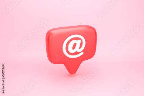 Mention symbol social media notification with at sign icon