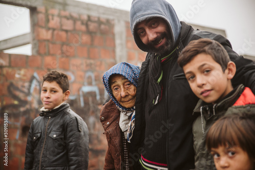 Gypsy family in an Gypsy street  photo