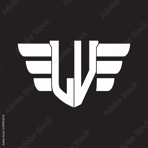 LV Logo monogram with emblem and wings element design template photo