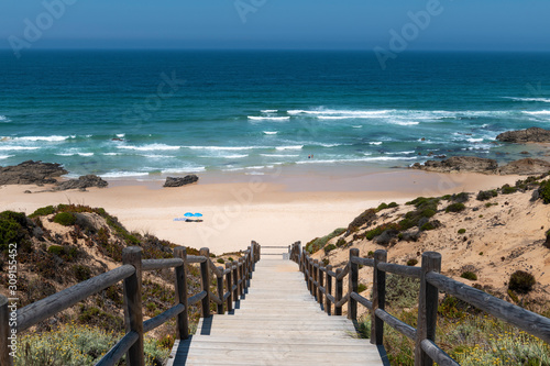View of the scenic Malhao Beach (Praia do Malhao) in Porto Covo, in Alentejo, Portugal. photo