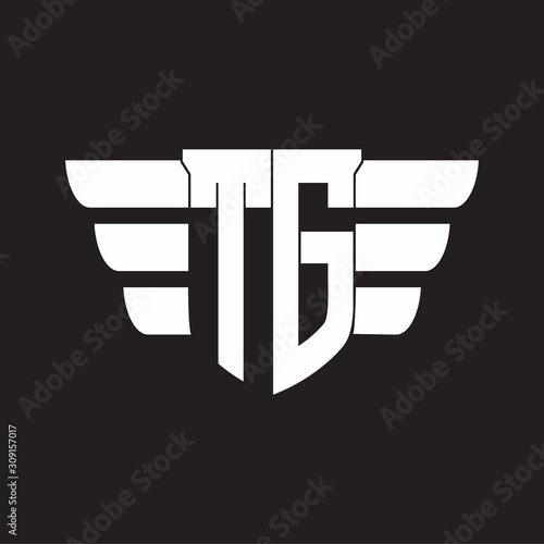 TG Logo monogram with emblem and wings element design template