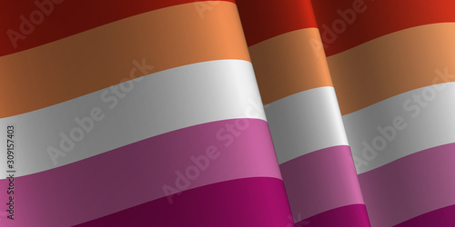 Waving flag of Lesbian. LGBT, LGBTQ, LGBTQ+ Template, banner, background. Month pride. Symbol, illustration. 