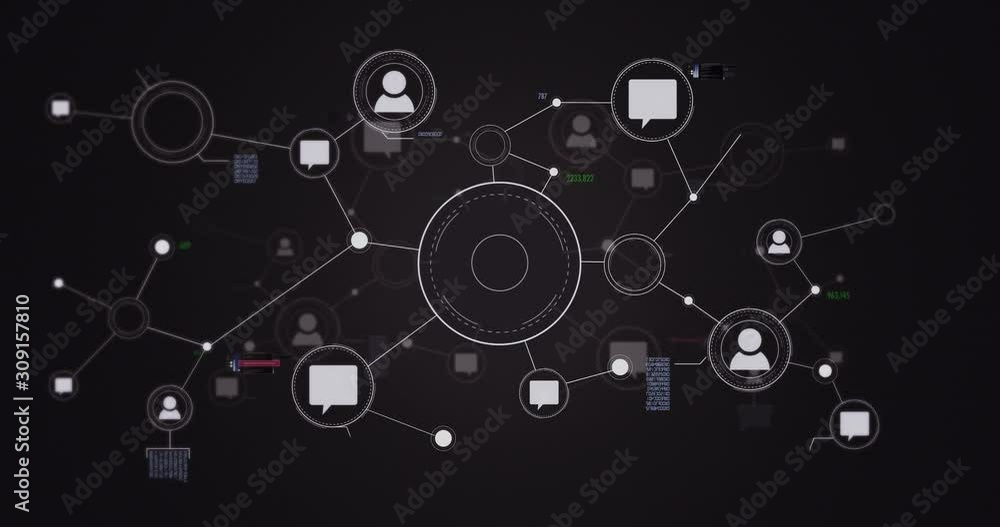 Computer mouse click opens digital network spreading animation Stock ...