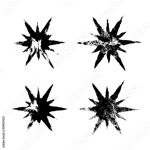Four black multipath star imprints