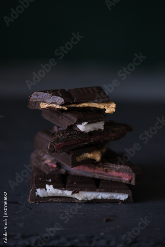 variety of homemade chocolate with different fillings