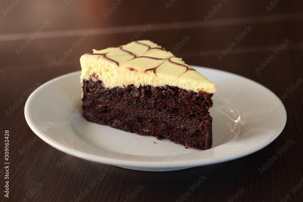 Slice of banana chocolate cake Slice of banana chocolate cake