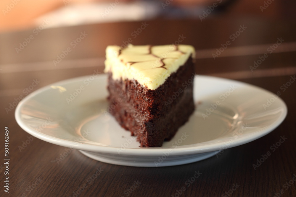 Slice of banana chocolate cake Slice of banana chocolate cake