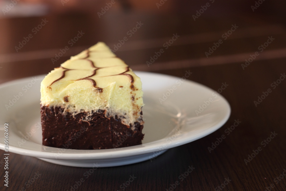 Slice of banana chocolate cake Slice of banana chocolate cake