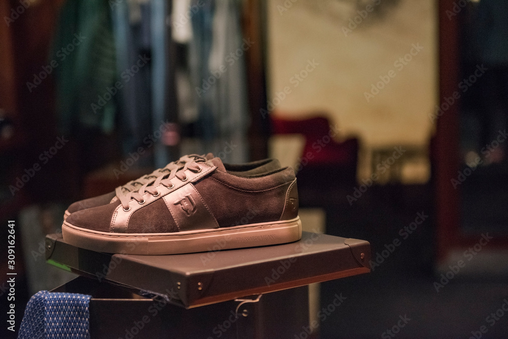 Bucharest, Romania - January 25, 2017: Man sport shoe in a fashion store.  Stock Photo | Adobe Stock