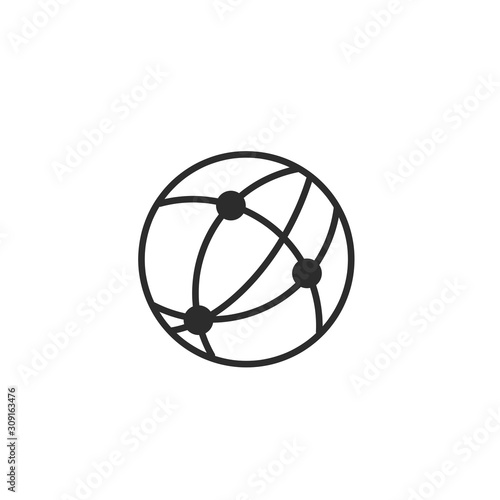 Global networking icon on white background