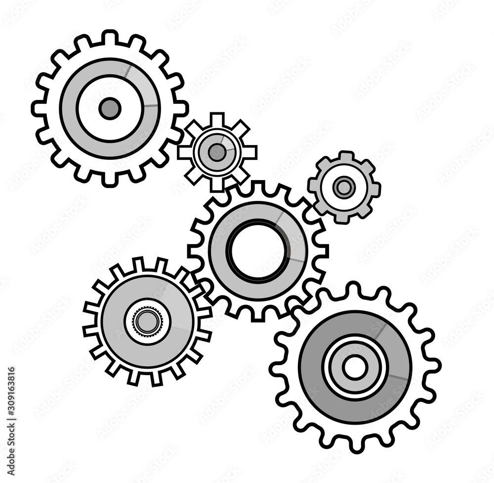 gears.a set of gears of different sizes.icon isolated on white.vector image